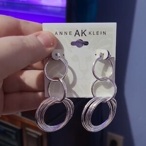 Anne Klein Silver Triple Hoop Earrings